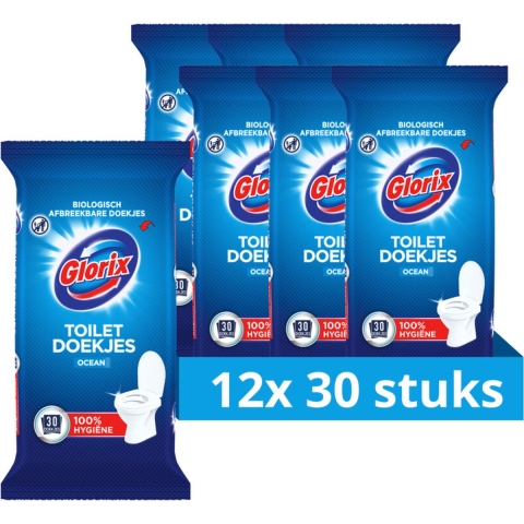 12x Glorix Toiletdoekjes Ocean 30 stuks