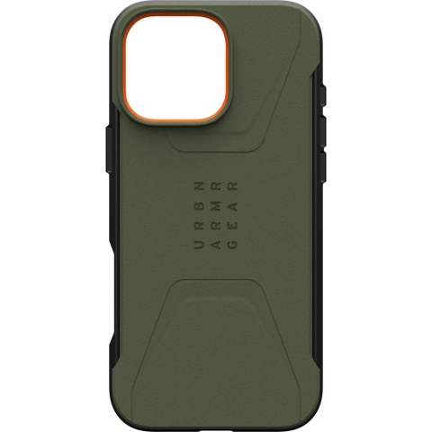 Urban Armor Gear Civilian MagSafe Case Backcover Apple iPhone 16 Pro Max Olijf-groen MagSafe compatible