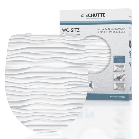 Schutte Duroplast High Gloss WC-bril WHITE WAVE met soft-close en quick-release
 - 82584 82584