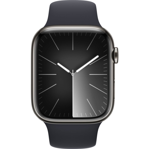Apple Watch Series 9 Cellular 45 Mm Grafiet Roestvrijstalen Case/middernacht Sport Band - M/l