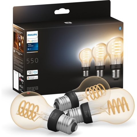 Philips Hue Filament Standaardlamp A60 Warm Tot Koelwit Licht 3-pack E27 Slimme Ledlamp Bruin