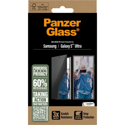 Panzerglass Privacy Ultra-wide Fit Screenprotector Voor Samsung Samsung Galaxy S 2025 Ultra Transparant