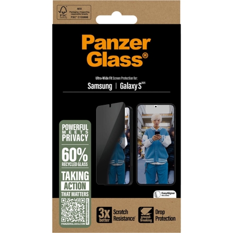 Panzerglass Privacy Ultra-wide Fit Screenprotector Voor Samsung Samsung Galaxy S 2025 Transparant