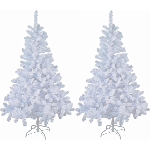 2x stuks kunst kerstbomen/kunstbomen wit 90 cm -