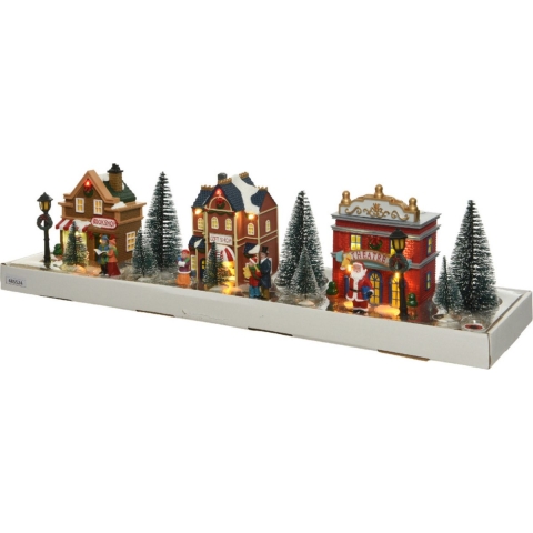 Kerstdorp decoratie set winterlandschap huisjes en figuurtjes met verlichting -