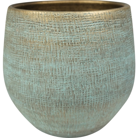 Plantenpot/bloempot in een strakke Modern design look shiny blauw Dia 36 cm en Hoogte 32 cm -