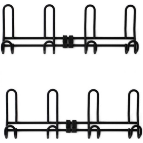 Wandkapstok - 2x - zwart - 4-haaks - aluminium - 12,6 x 38 cm -