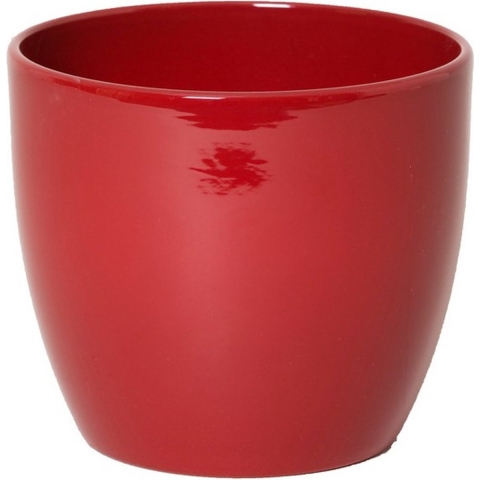 Bloempot glanzend wijn rood keramiek voor kamerplant H29 x D36 cm -