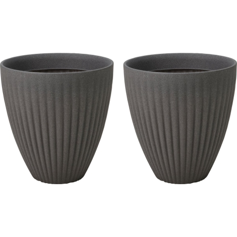 Plantenpot/bloempot - 2x - Tuin - kunststof - grijs - D40 x H42 cm -