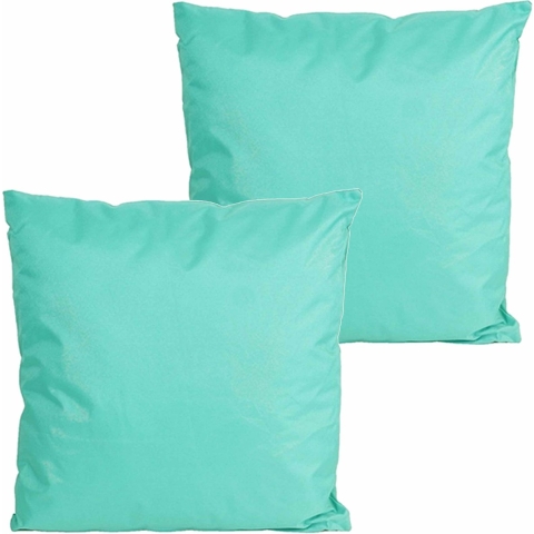 Buitenkussens - 2x - turquoise blauw - 60 x 60 cm - binnen/buiten -