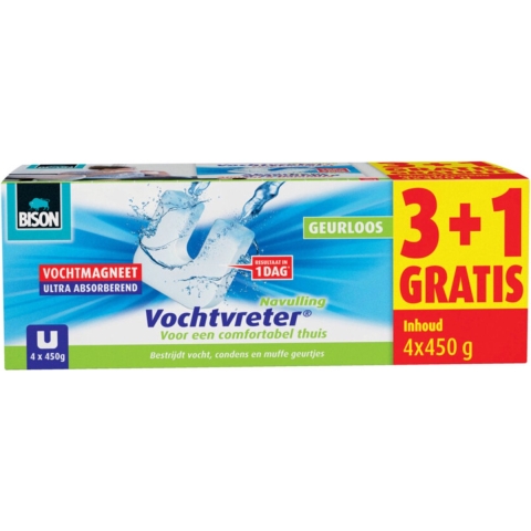 4x Bison Vochtvreter Vochtmagneet Neutraal Navulling 4 stuks