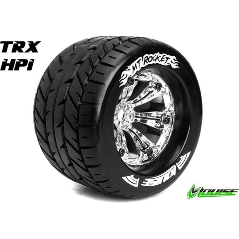 Louise MT-ROCKET Medium banden op chrome velgen voor 1/8 MT - 0 offset
