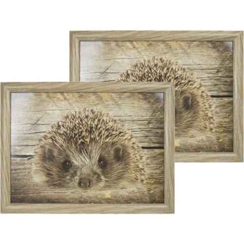 2x Schootkussens/laptrays egel print 43 x 33 cm -