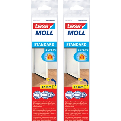 3x stuks tesa zelfklevende tochtstrip/dorpelstrip met borstel wit 1 mtr x 37 mm -