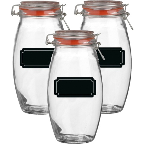 Weckpot/inmaakpot - 6x - 1.9L - glas - met beugelsluiting - incl. etiketten -