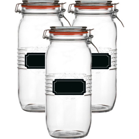 Weckpot/inmaakpot - 6x - 2L - glas - met beugelsluiting - incl. etiketten -