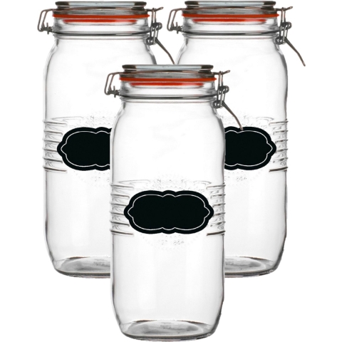 Weckpot/inmaakpot - 6x - 2L - glas - met beugelsluiting - incl. etiketten -