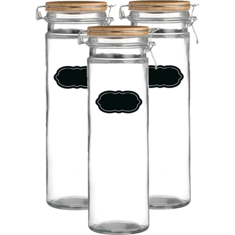 Weckpot/inmaakpot - 6x - 1.9L - glas - met beugelsluiting - incl. etiketten -