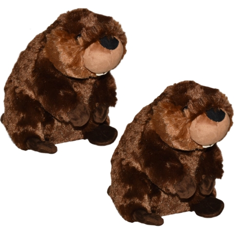Wild Republic Pluche bever knuffel - 2x - 30 cm - bruin - dieren knuffels -