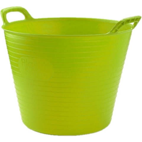 Flexibele emmer/kuip - 5x - groen - kunststof - rond - 25 liter - 42 x 38 x 33 cm - wasmand -