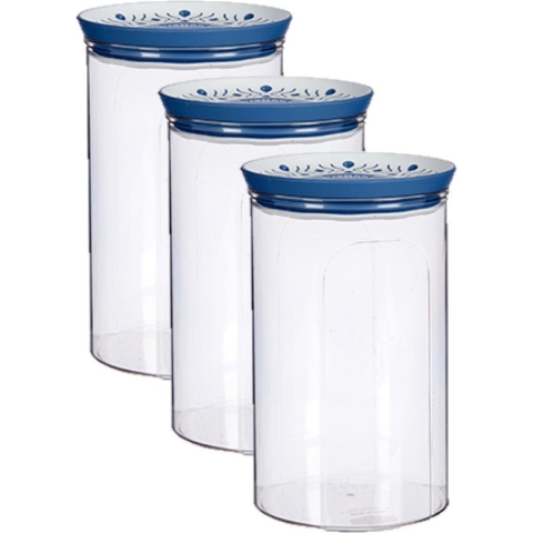 5x stuks kunststof voorraadpot/bewaarpot transparant met deksel L12 x B12 x H18 cm - 2200 ML -