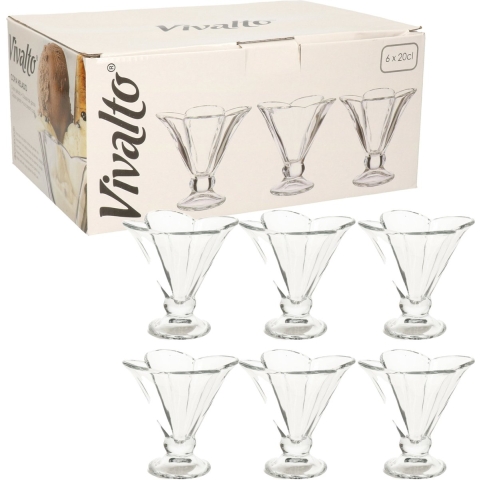 Set van 18x stuks ijscoupes/ijsschaaltjes van glas 200 ml -