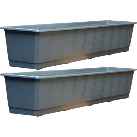 Set van 4x stuks plantenbakken antraciet grijs rechthoekig 80 x 17,5 x 14,5 cm -