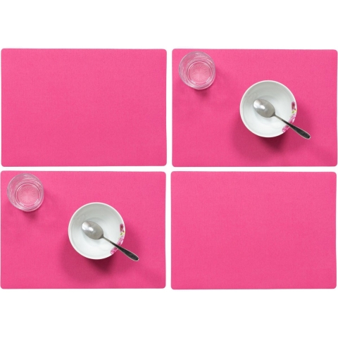 Wicotex luxe Placemats Plain - Set van 10x stuks - fuchsia roze - 43 x 30 cm - Met anti slip laag - -