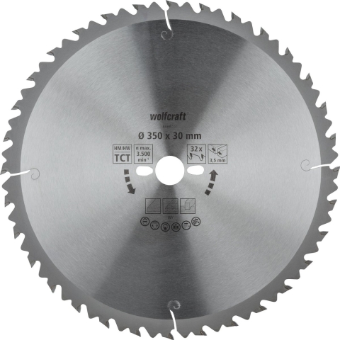 Wolfcraft HM Cirkelzaagblad | 32 td | Ø350 x 30 x 3,5mm | 1 stuk - 6666000