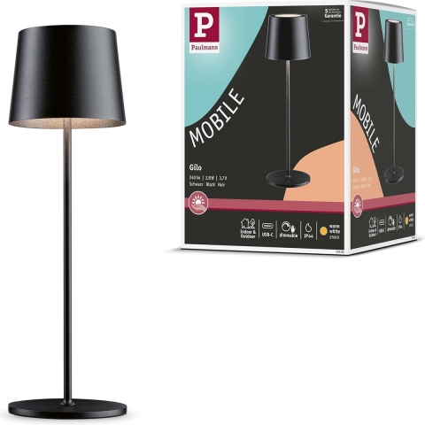 Paulmann 76996 Gilo LED-tafellamp voor buiten 2.8 W Warmwit Zwart (mat)