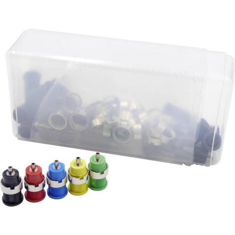 Schnepp 354 000055 Veiligheids-labconnector, female Zwart, Rood, Blauw, Grijs, Geel 24 stuk(s)