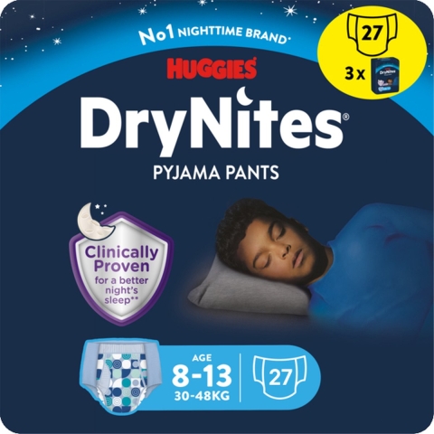 3x Huggies Drynites Luierbroekjes jongens 8 - 13 jaar 27 stuks