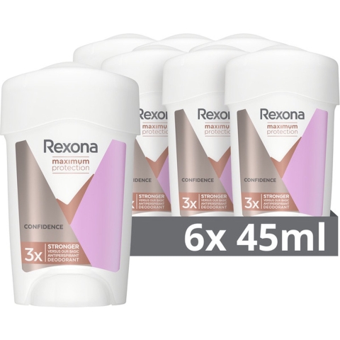 6x Rexona Deodorant Stick Cream Maximum Protection Confidence 45 ml