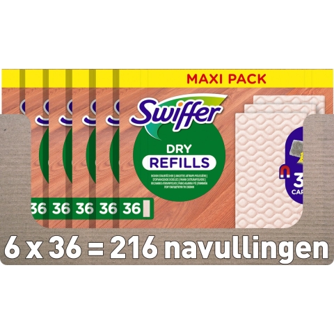 6x Swiffer Vloerreiniger Droge Vloerdoekjes 36 stuks