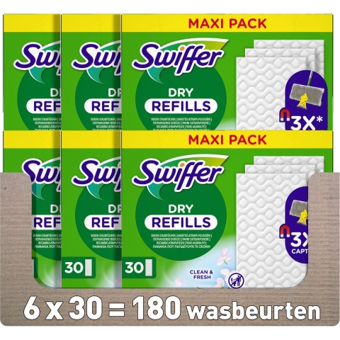 6x Swiffer Vloerreiniger Droge Vloerdoekjes Febreze Geur 30 stuks
