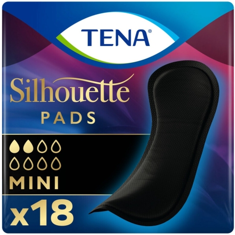10x TENA Silhouette Pads Black Mini 18 stuks