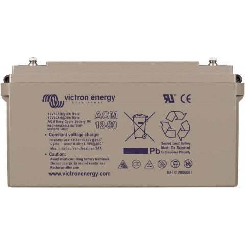 Victron Energy 12V/90Ah AGM Deep Cycle Batt. (M6) Loodaccu 12 V 90 Ah Loodvlies (AGM) (b x h x d) 151 x 101 x 98 mm M6-schroefaansluiting