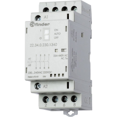 Finder 22.34.0.230.1340 Contactor 4x NO 230 V/DC, 230 V/AC 25 A 1 stuk(s)