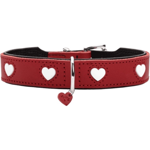HUNTER Hondenhalsband Love, rood-wit, Maat: 37