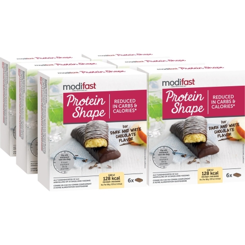 6x Modifast Protein Shape Reep Pure&Witte Chocolade 6 x 31 gr