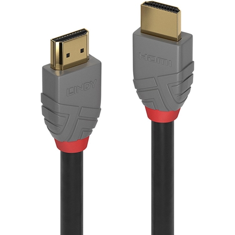 LINDY 36966 HDMI-kabel HDMI Aansluitkabel HDMI-A-stekker, HDMI-A-stekker 7.50 m Antraciet, Zwart, Rood Vergulde steekcontacten