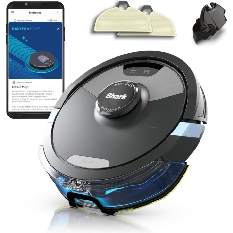 Shark Matrix Plus 2-in-1 Dweil- en zuigrobot Zwart Besturing via App, Zakloos, Incl. accu, Incl. lader