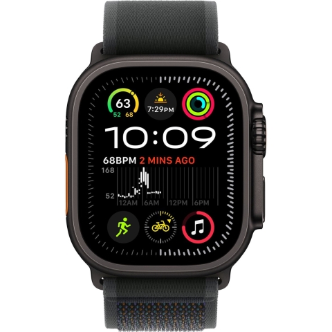 Apple Watch Ultra 2 (2024) GPS + Cellular 49 mm Titanium kast Trail loop Zwart S/M
