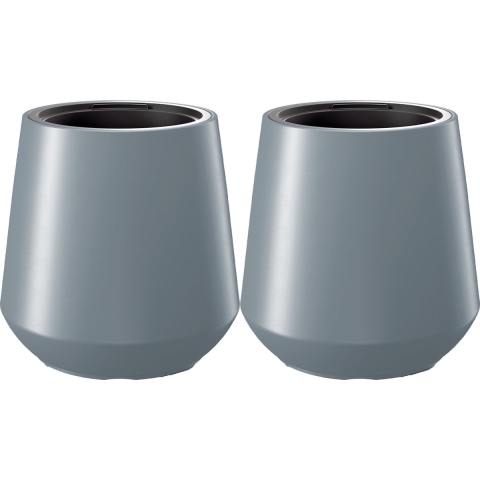 Plantenpot/bloempot Sevilla - 2x - buiten/binnen - kunststof - lichtgrijs - D44 x H44 cm -