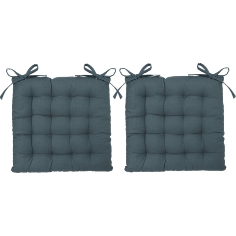 Atmosphera Stoelkussen - 6x - storm blauw - katoen - 38 x 6 cm - zitkussen -