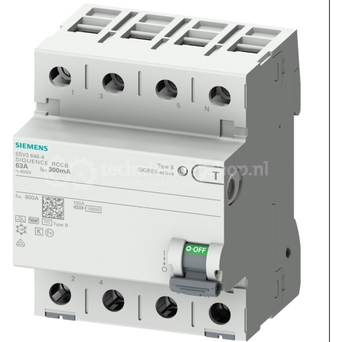 Siemens 5SV36444 5SV3644-4 Aardlekschakelaar B 4-polig 40 A 0.3 A 400 V