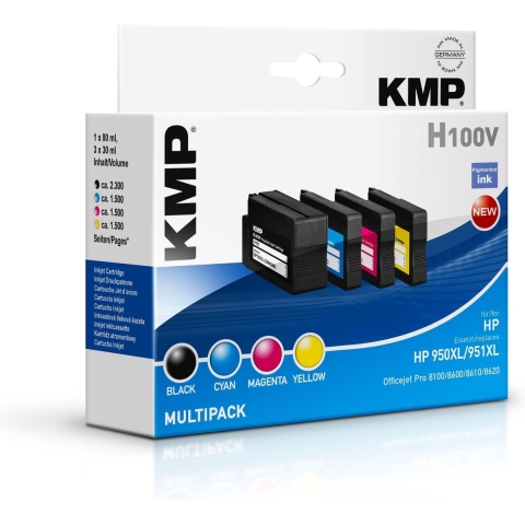 KMP Inktcartridge vervangt HP 950XL, 951XL, C2P43AE, CN045AE, CN046AE, CN047AE, CN048AE Compatibel Combipack Zwart, Cyaan, Magenta, Geel H100V 1722,4050