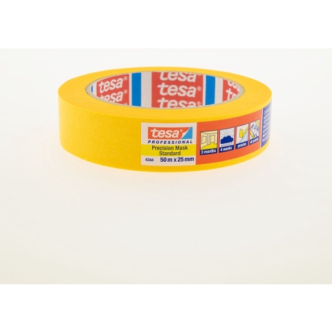 Tesa Precisie afplaktape | glad | lichtbeige | lengte 50 m | breedte 25 mm | wiel | 6 stuks - 04344-00003-00 - 04344-00003-00
