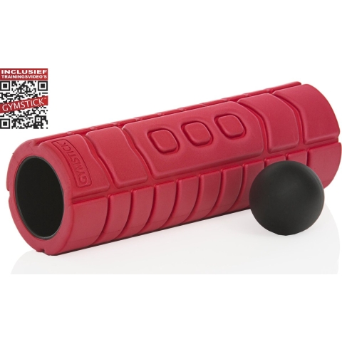 Gymstick Travel Foam Roller met Myofascial Bal Set - Rood/Zwart