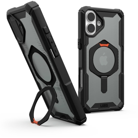 Urban Armor Gear Plasma XTE MagSafe Kickstand Case Backcover Apple iPhone 16 Plus Zwart/oranje MagSafe compatible